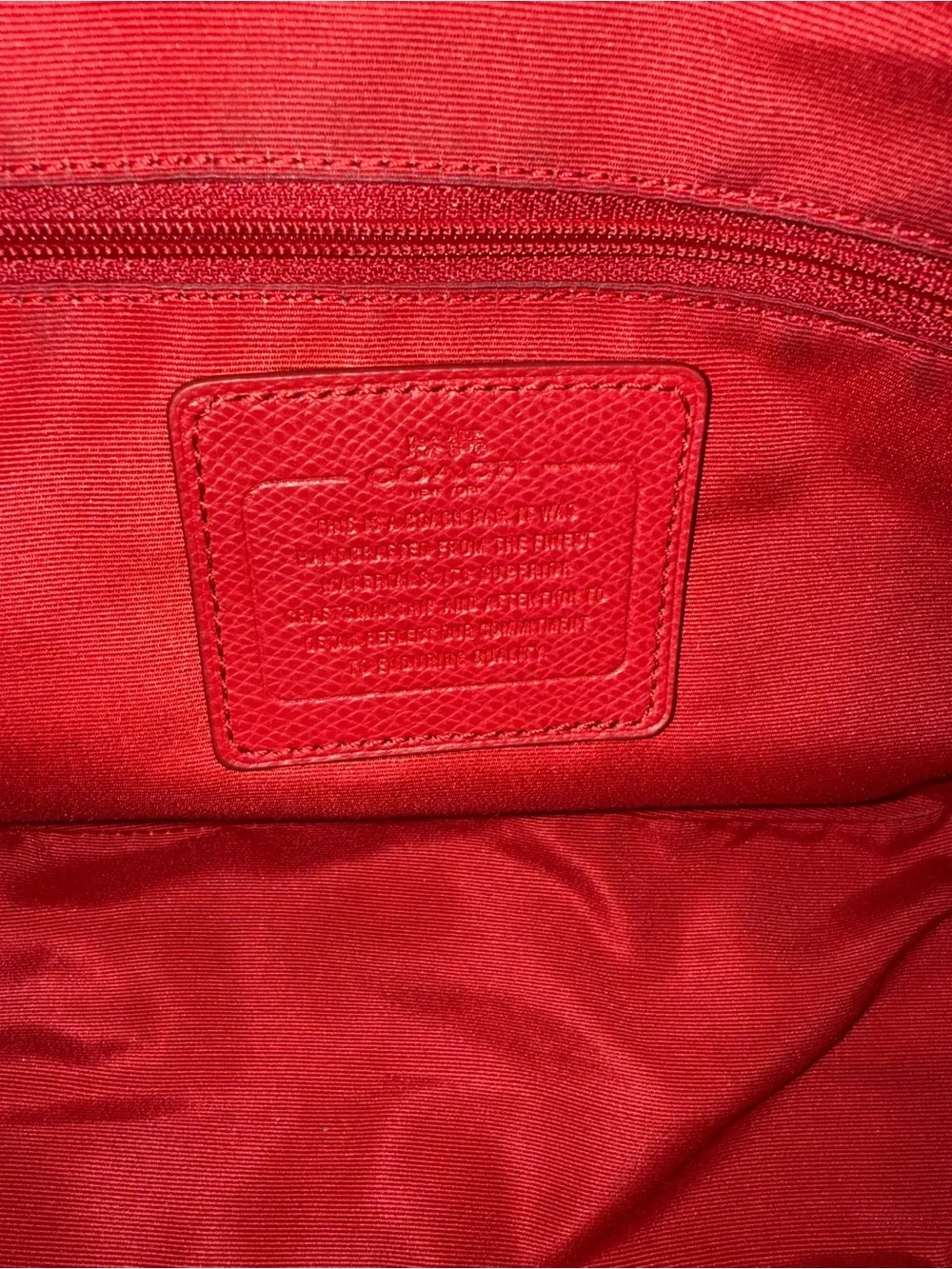 Coach Brown Signature Shoulder Bag with Red Trim